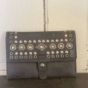 Patricia Nash black metal embossed wallet